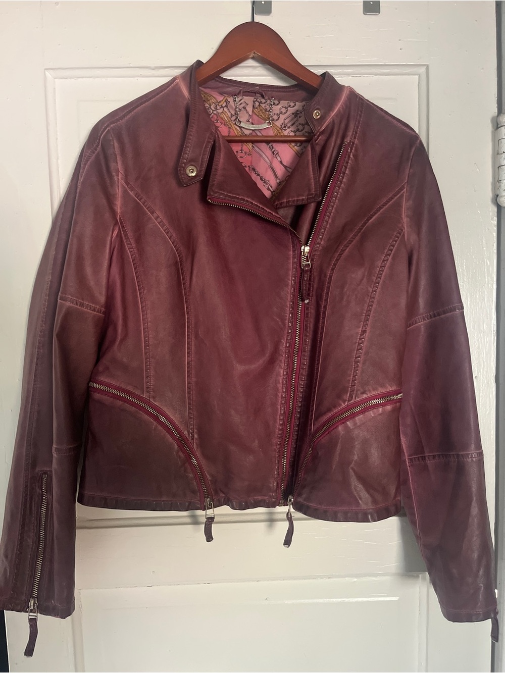 Paparazzi burgundy leather coat